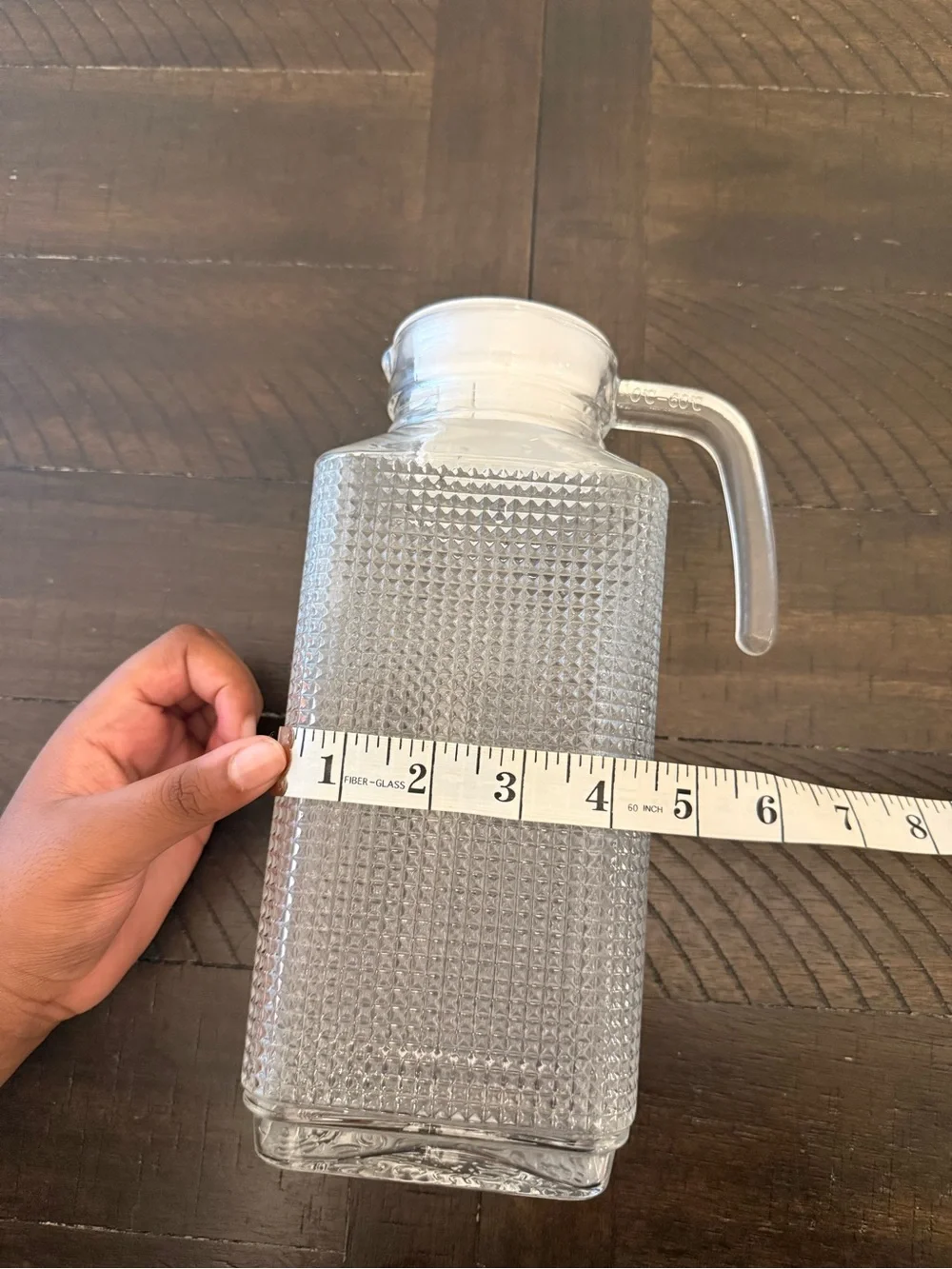 Croton Vintage Textured Glass With White Lid 50oz Beverage Pitcher Canister. Pre